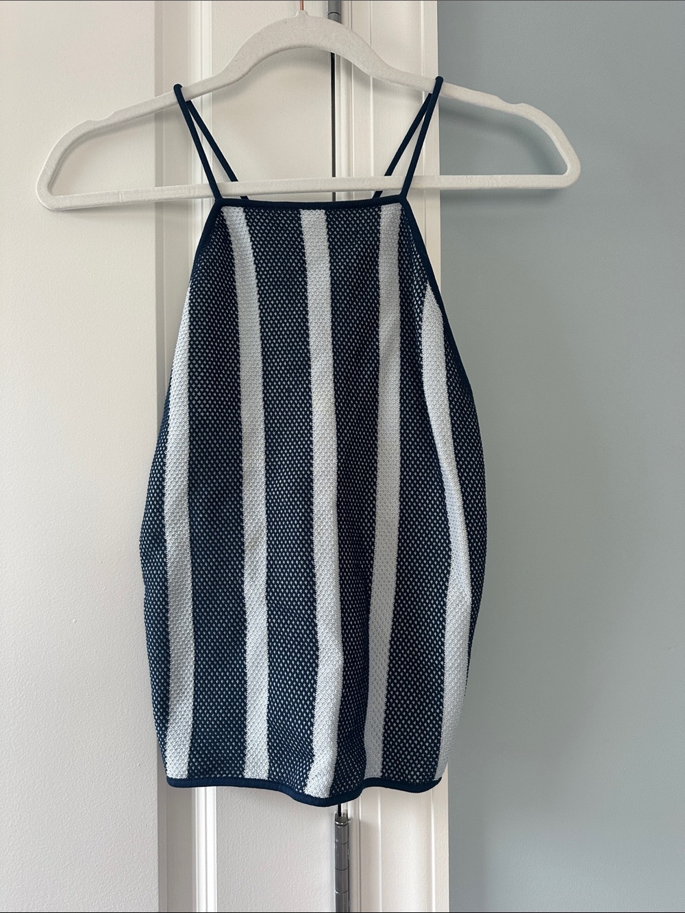 Club Monaco Navy and White Striped knit  Tank Top size S